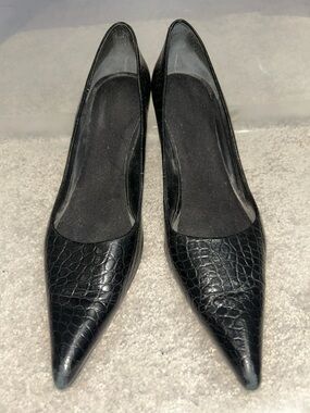 MINE WEST Classic Textured Pointed Toe Black Women’s Pumps